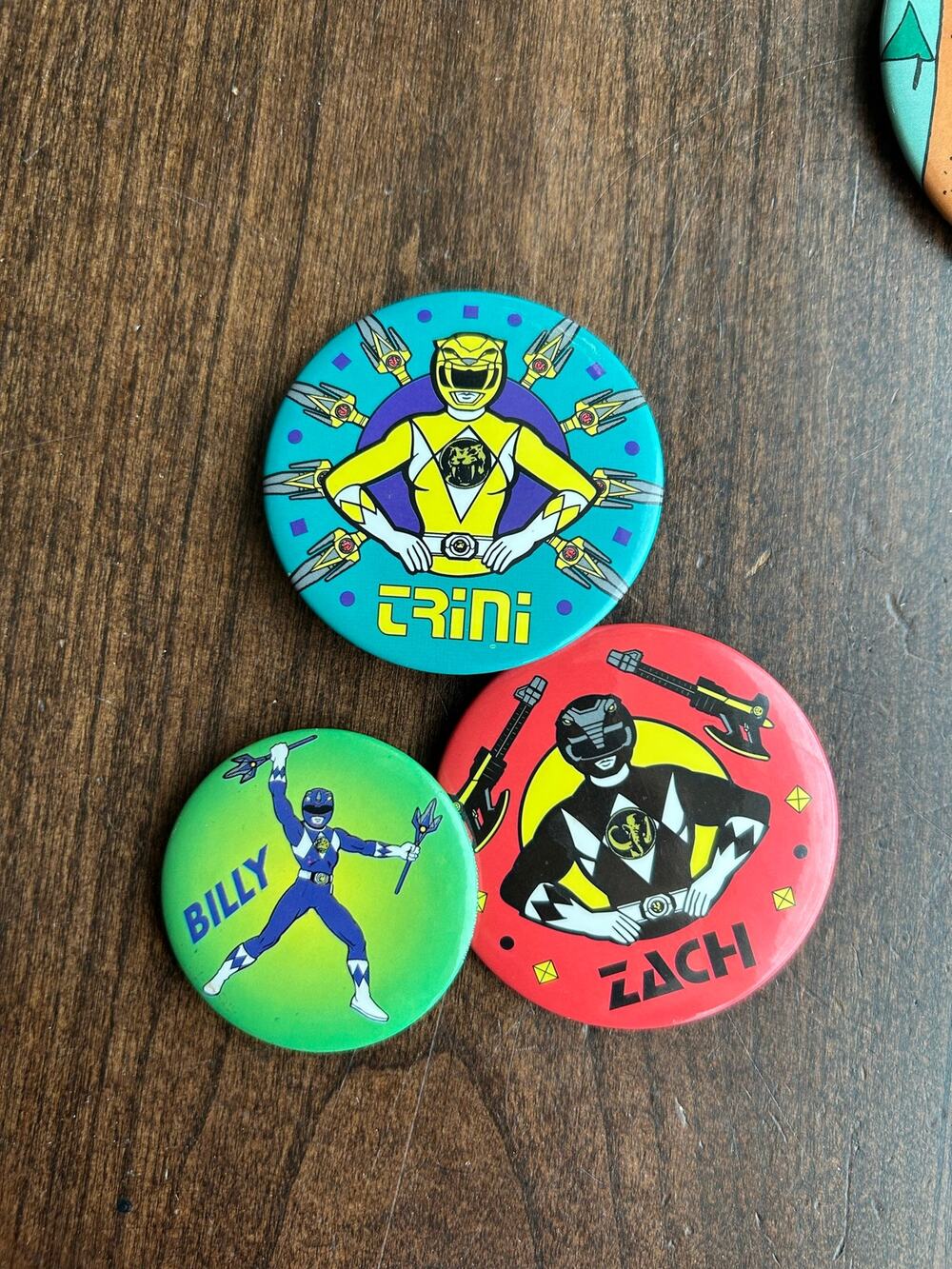 Vintage Power Ranger pin back buttons instead of three